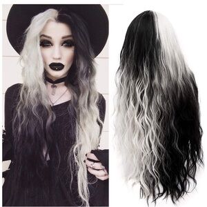 2 Black to Gray Tone 26" Long Wavy Wigs